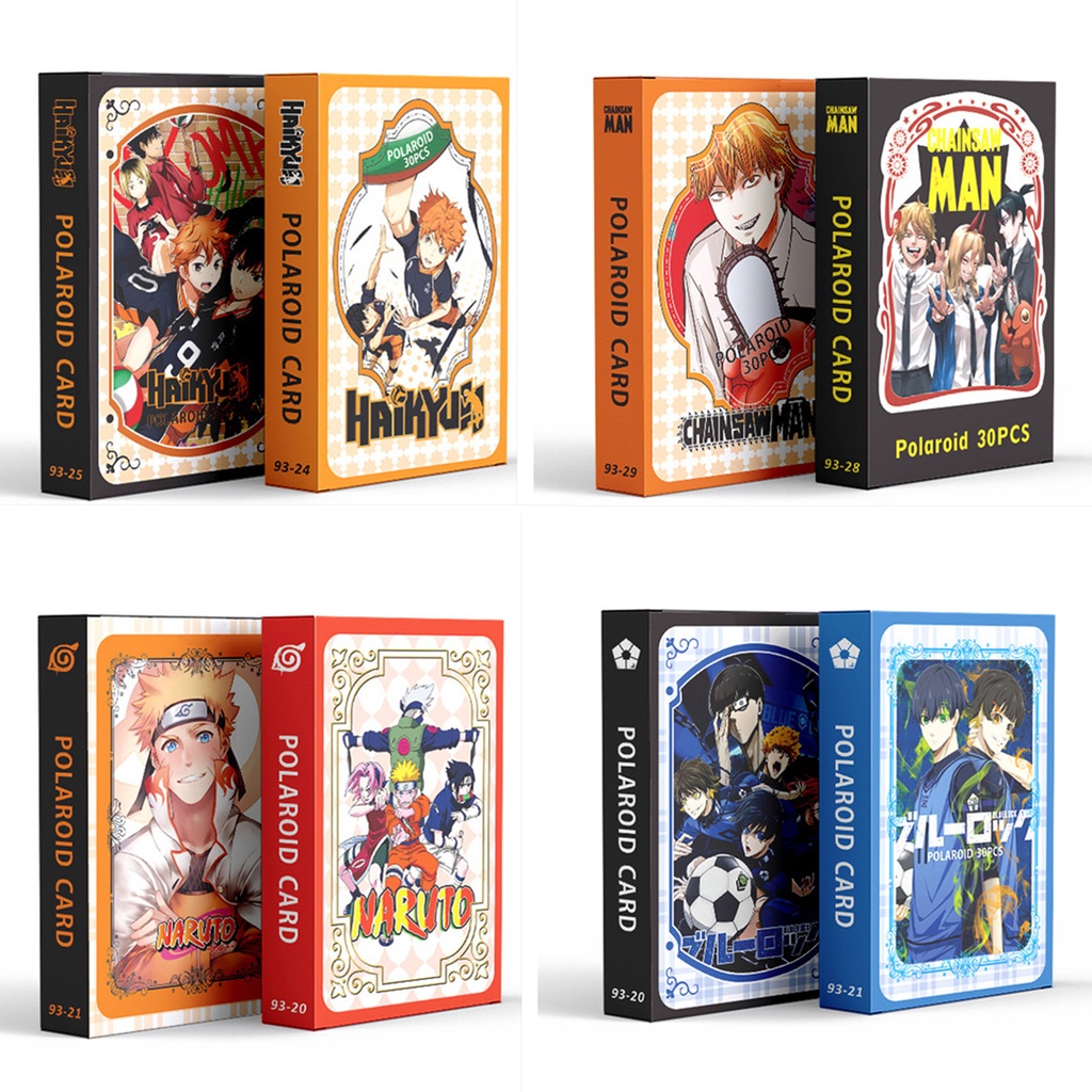 30pcs/box NARUTO My Hero Academia BLUE LOCK Polariod Photocards Jigoku Raku CHAINSAW MAN Haikyuu!! Kartu Lomo Japan Anime Kartun Postcards