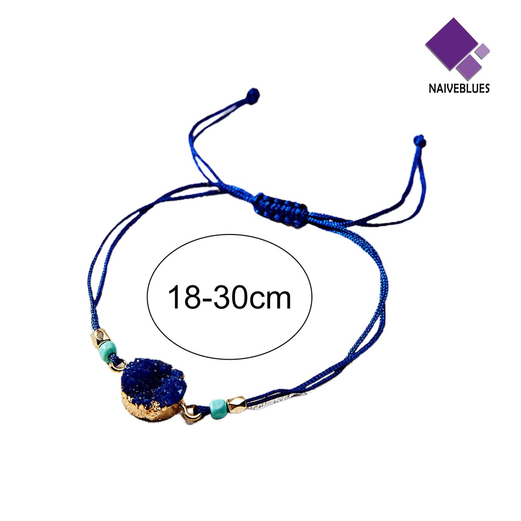 &lt; Naiveblues &gt; Gelang Unisex Imitasi Batu Alam Adjustable Pria Wanita Korea Tahan Aus Gelang Hadiah