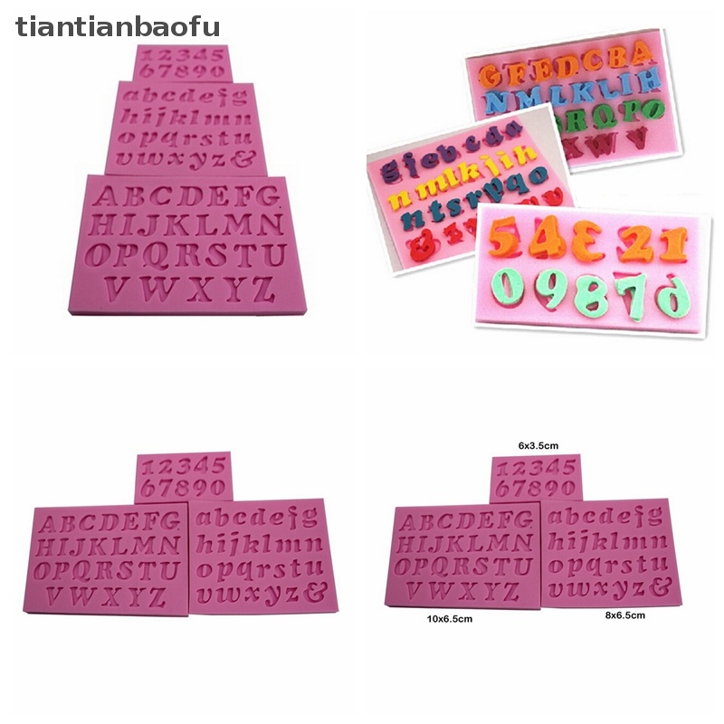 [tiantianbaofu] 3pcs Baru Mini Huruf &amp; Angka Silikon Buatan Tangan Fondant Kue Decorag DIY Cetakan Butik