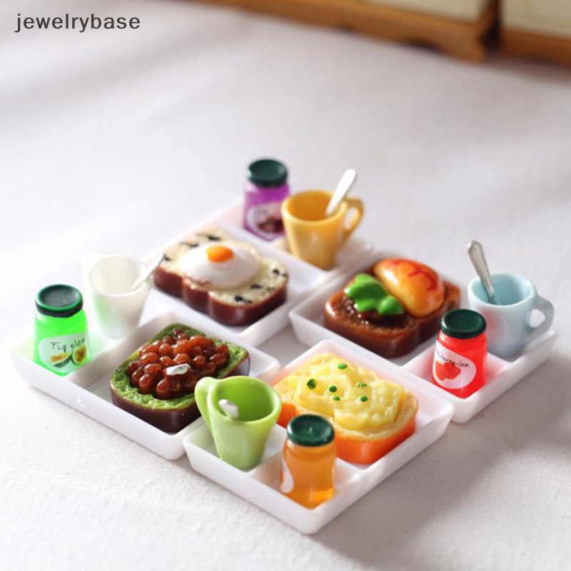 [jewelrybase] 5pcs/set Rumah Boneka Roti Selai Piring Makan Cangkir Sendok Untuk Dapur Accessoreis Butik