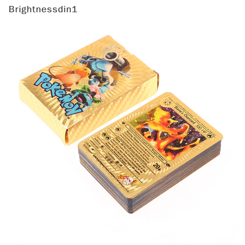 [Brightnessdin1] 54pcs Kartu Pokemon Logam Emas Vmax GX Koleksi Kartu Energi Battle Card Boutique