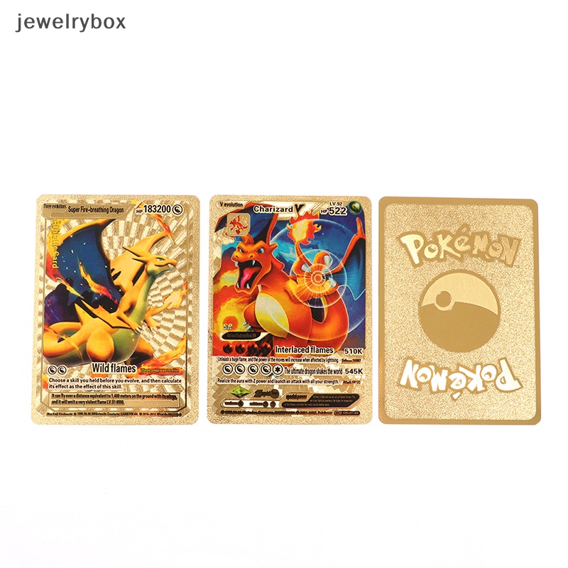 [jewelrybox] 54pcs Kartu Pokemon Logam Emas Vmax GX Koleksi Kartu Energi Battle Card Boutique