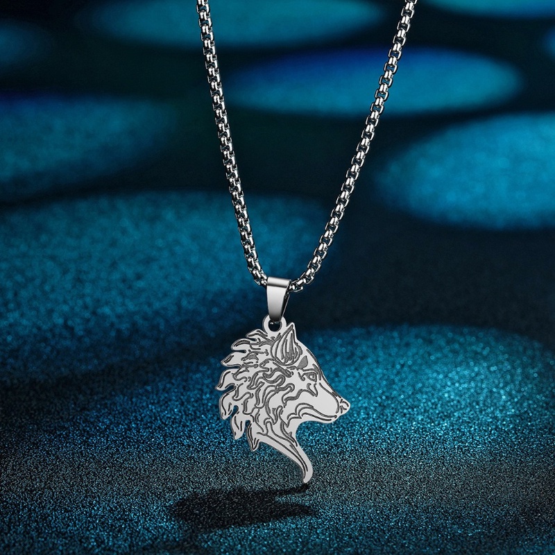 Zh Perhiasan Hip Hop Stainless Steel Serigala Kepala Liontin Pria Kalung Punk Perhiasan Aksesoris