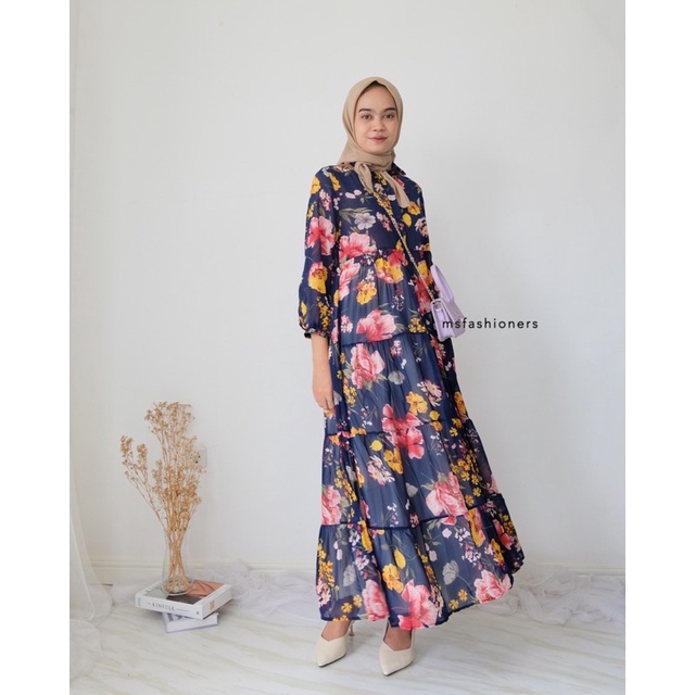 Flowers Outer Maxi Dress/ Dress bunga ceruty ciffon adem/ Dress pantai/dres flowers/ long outer