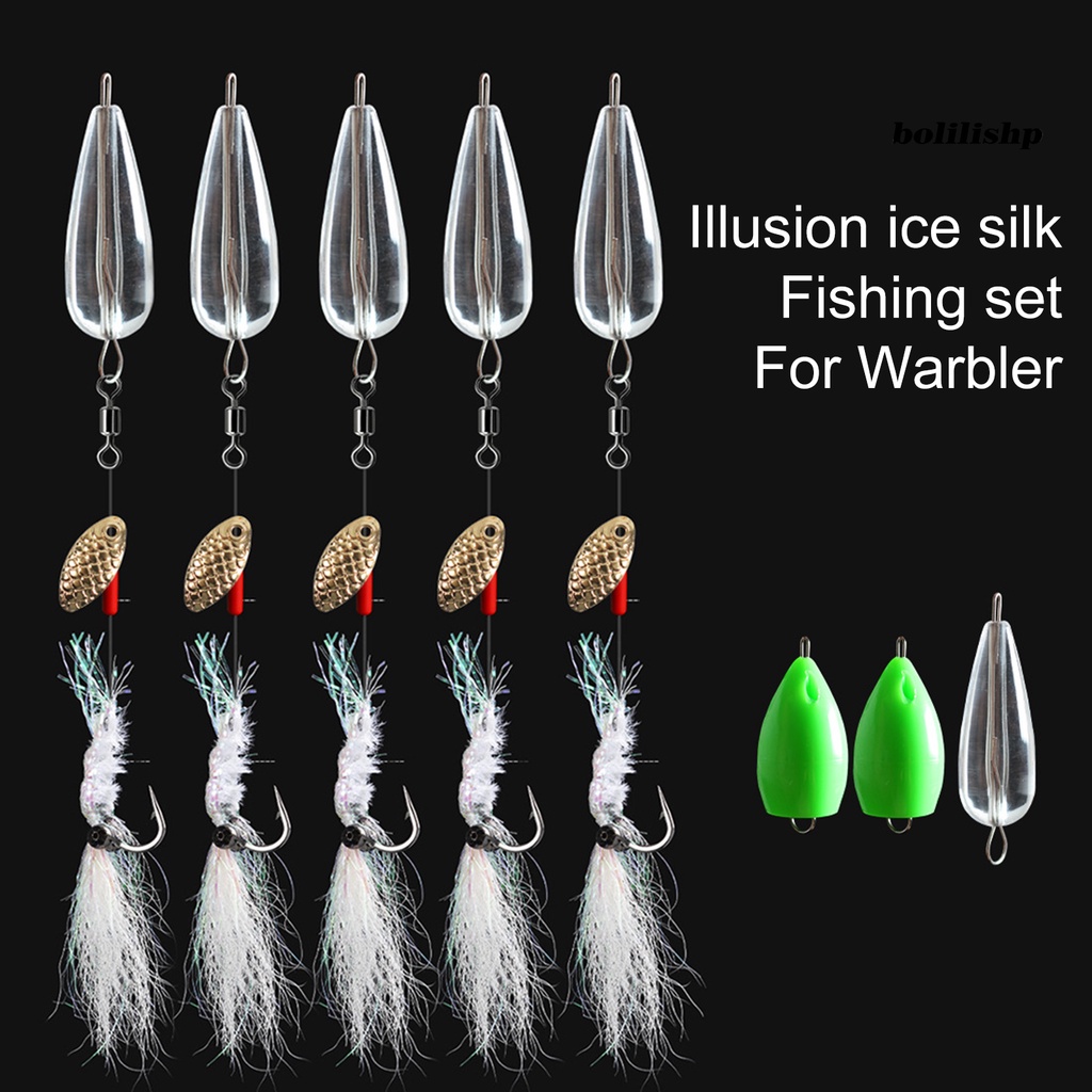 Bo-5pcs Rig Umpan Pancing Serat Warna-Warni Spinner Udang Putar Casting Alat Bantu Kait Stainless Steel Air Tawar Universal Fly Fishing Artificial Bait Rigs Kit Alat Pancing