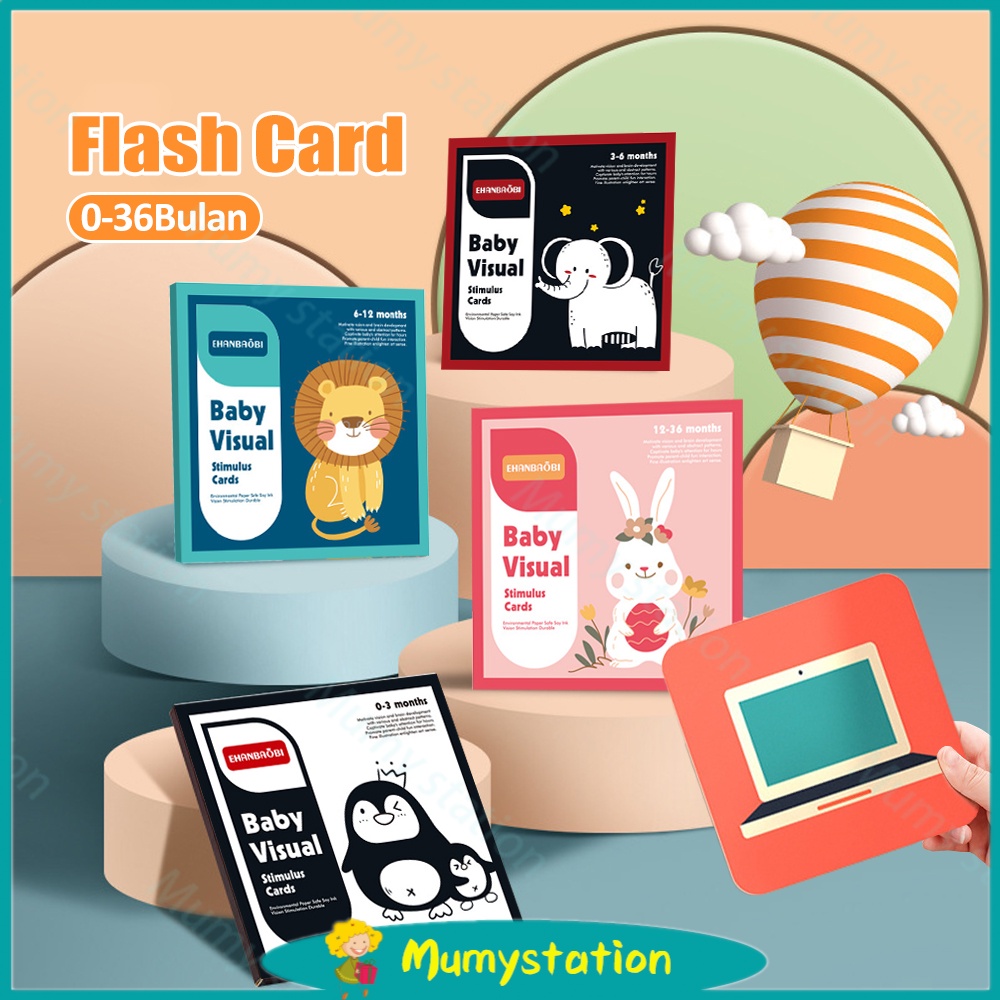 Mumystation Visual Cards/kartu pintar stimulasi bayi/Flashcard Bayi Mainan Edukasi