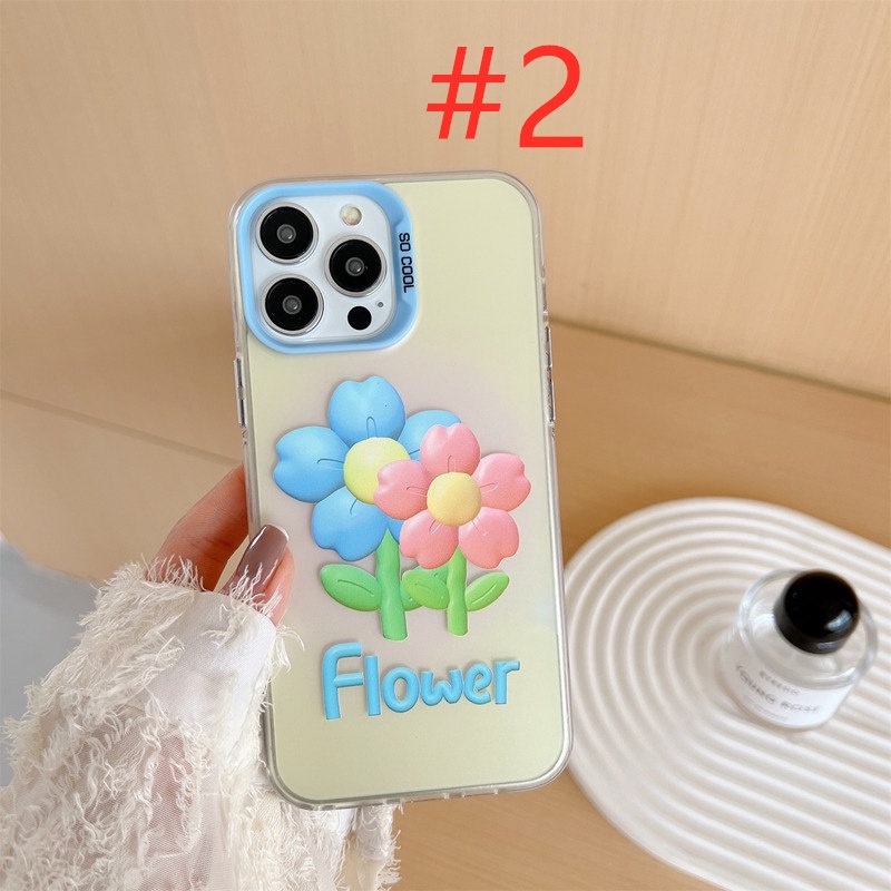 Nice Pink Blue Flower Skin Feel Soft Case HP iP iPhone 12 13 14 Pro Max 11 Woman Girl FTD Casing Apple