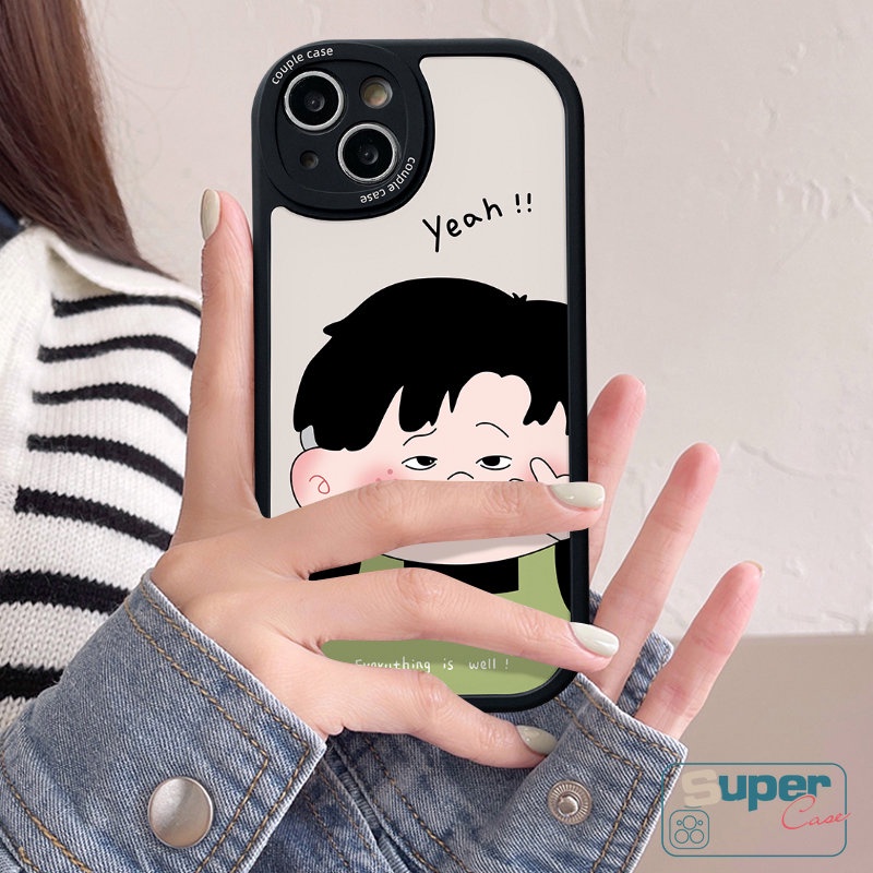 Lucu Couple Tpu Silikon Lembut Casing Ponsel Kompatibel Untuk IPhone 7Plus 11 13xr 12 14 Pro Max 8Plus X7 8 6 6s Plus XS Max SE 2020 Kartun Lucu Cewek Cowok Kekasih Penutup Belakang