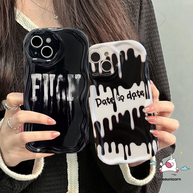 Case Es Krim Huruf Inggris Trendi Untuk Redmi 10C A1 9A 10 9T 9C 9 10A 9C NFC A2 Redmi Note10 11 11s 10s 10Pro 10 Pro Max POCO M3 Kreatif Glossy Lembut 3D Bergelombang Melengkung Penutup Tepi