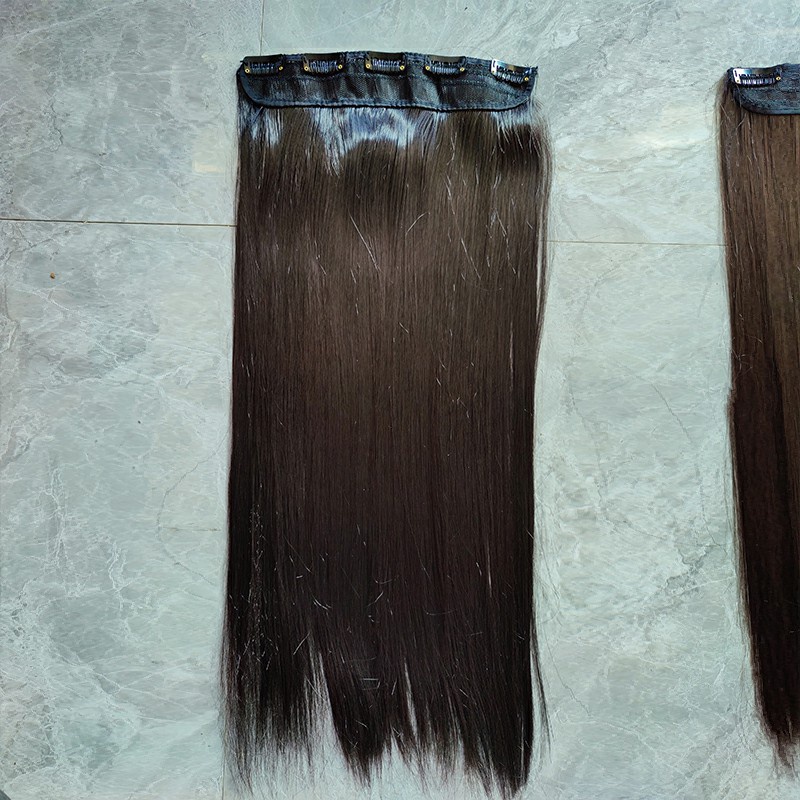 Wig lima klip rambut lurus panjang potongan wig One piece serat kimia potongan rambut - SG