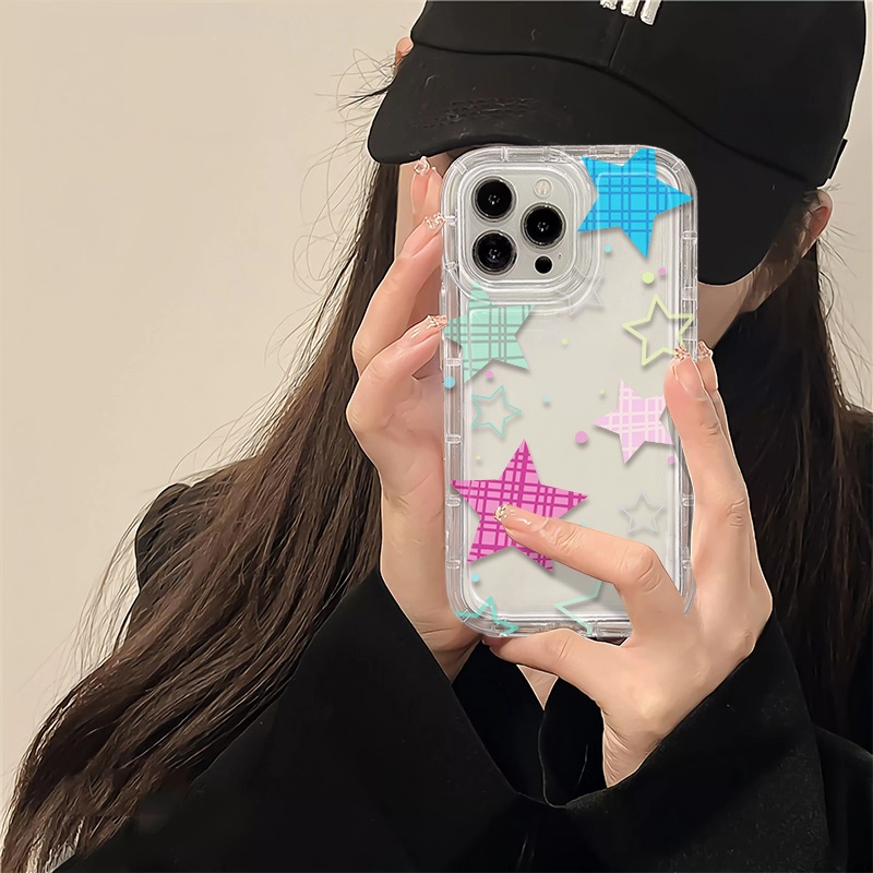 IPHONE Star Soft Phone Case Kompatibel Untuk Iphone14 13 12 11 Pro XS Max X XR 8 7 Plus Casing Silikon Transparan Shockproof TPU Cover