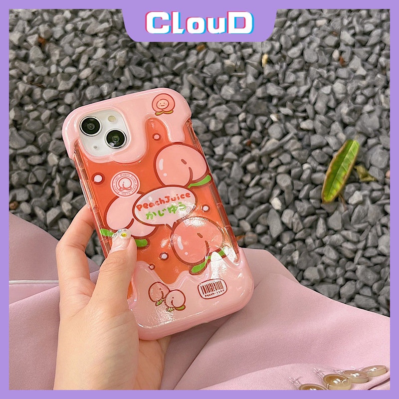 Musim Panas Fruits 3D Ice Cream Cute Case Kompatibel Untuk IPhone 7Plus XR 11 13 14 12 Pro Max 7 8 Plus X XS Max SE 2020 8Plus INS Korea Peaches Jeruk Silicon Lembut Penutup Belakang