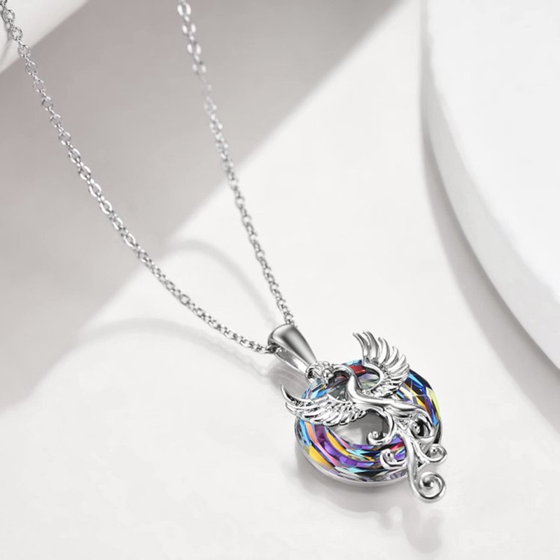 Dainty Phoenix Bird Kalung Untuk Wanita Kristal Halus Mitologi Phoenix Liontin Kalung Perhiasan Pertunangan