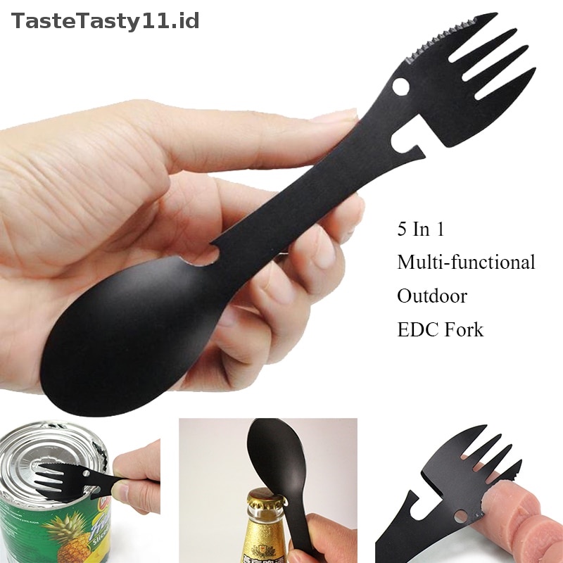 Tastetasty Alat Survival Outdoor 5in1 Camping Kit Multifungsi Garpu Praktis Kn.