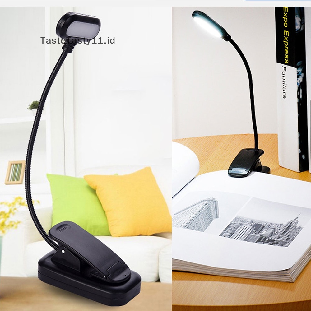 Tastetasty LED Pelindung Mata Buku Lampu Malam Adjustable Mini Clip-On Lampu Meja Belajar Batt.