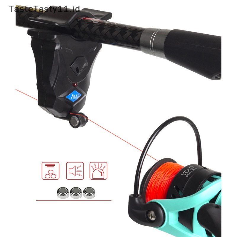 Tastetasty Alarm Gigit Ikan Pancing Elektronik Buzzer on Fishing Rod Dengan Siren Keras Siang Malam Indikator Lampu LED W/Alat Ikan.