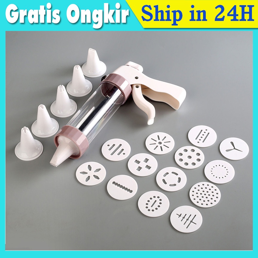 20pcs Cookie Press Making Gun Set Semprit Alat Cetak Kue Kering Cake Mold Gun