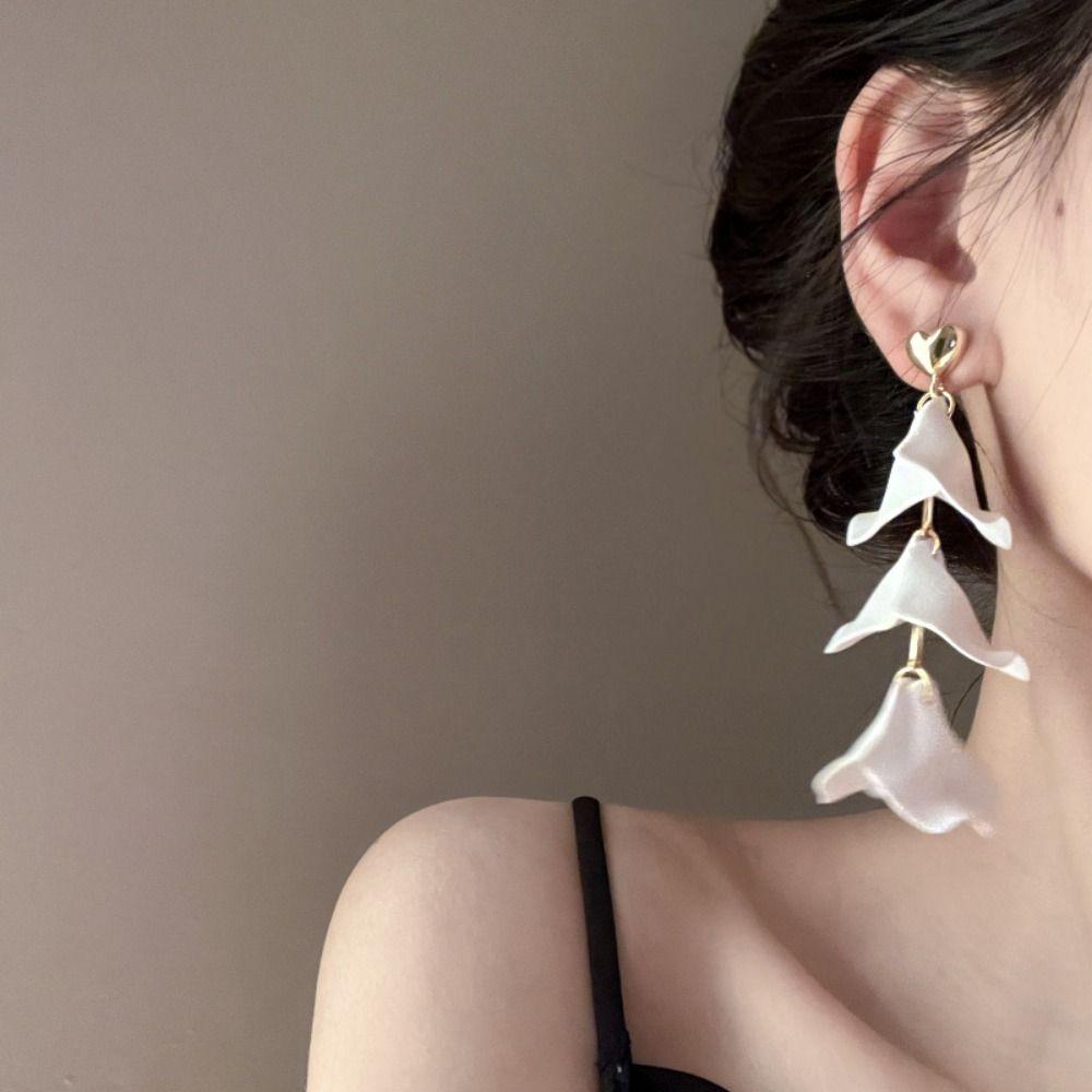 Needway Korea Anting Pernikahan Panjang Trendi Elegan Rumbai Indah Kelopak Drop Earrings