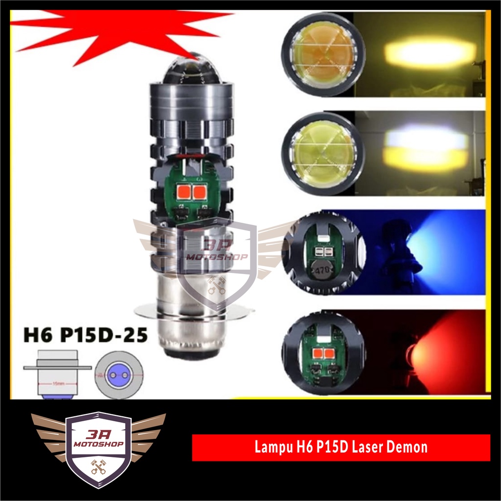 Lampu H6 P15D Laser HI LO AC DC