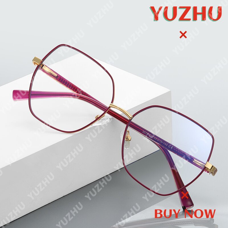 (YUZHU) Metal Square Frame Anti Blue Light Eyeglasses Western Fashion Kacamata Optik Untuk Wanita