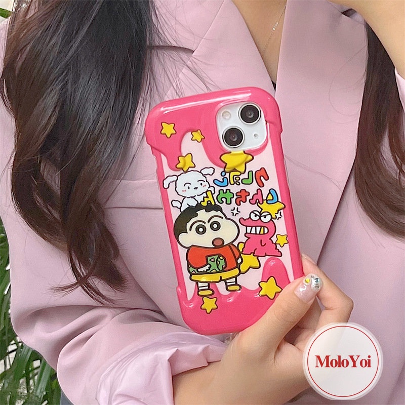 Casing Pochacco Kuromi Hello Kitty Kartun Crayon Shin-chan Lucu Kompatibel Untuk IPhone 7Plus XR XS X Max 8Plus 11 14 12 13 Pro Max 8 7 Plus SE 2020 Korean 3D Ice Cream Soft Cover