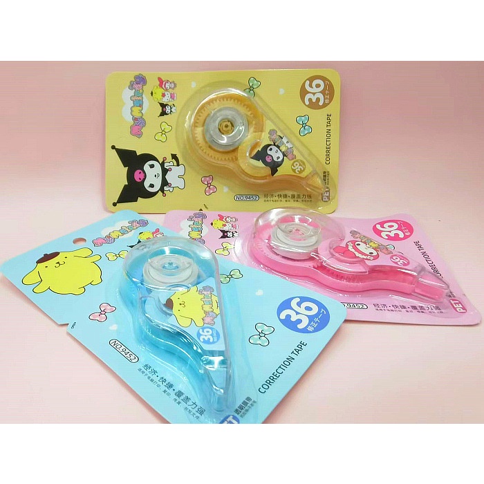 (36 METER)CORRECTION TTAPE SANRIO / TIP EX KERTAS ANAK LUCU SANRIO / TIPEX CINNAMOROLL KUROMI MELODY POMPURIN