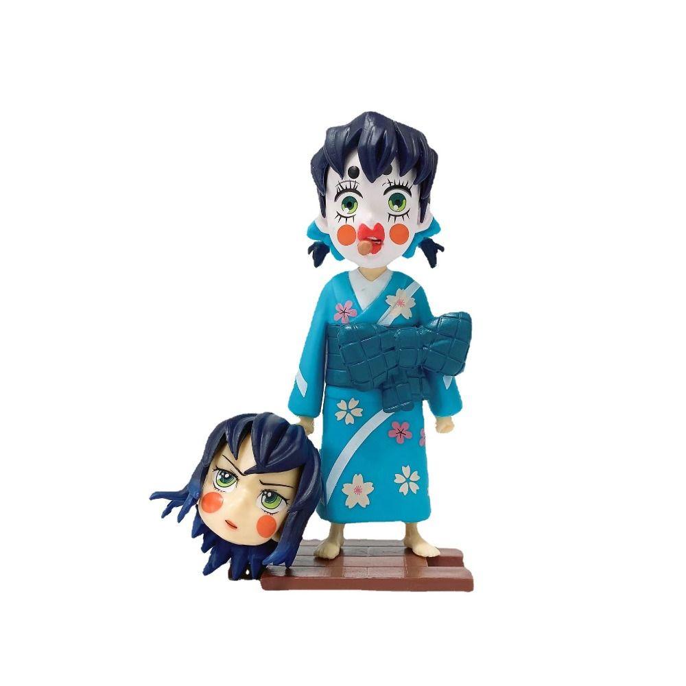 Lanfy Demon Slayer Figure Mainan Dekorasi Kamar Anime Jepang Anak Hadiah Tanjirou Anime Kostum Props Ornamen Inosuke Mainan Koleksi Yuukaku-hen Model PVC Toy