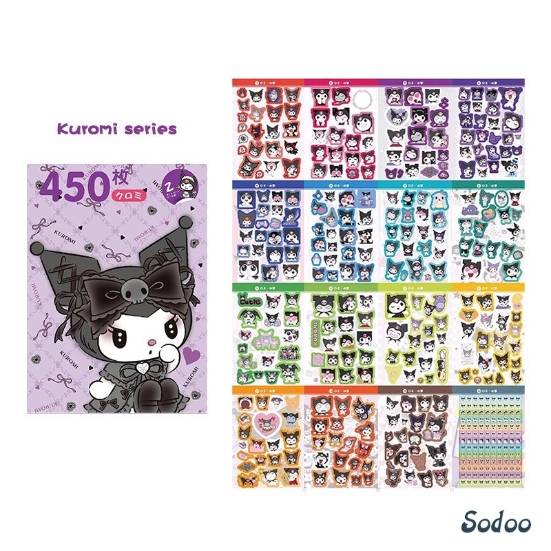 

450pcs Stiker Kuromi Waterproof Kartun ekorasi DIY Sanrio MELODY CINNAMOROLL Purin - SO