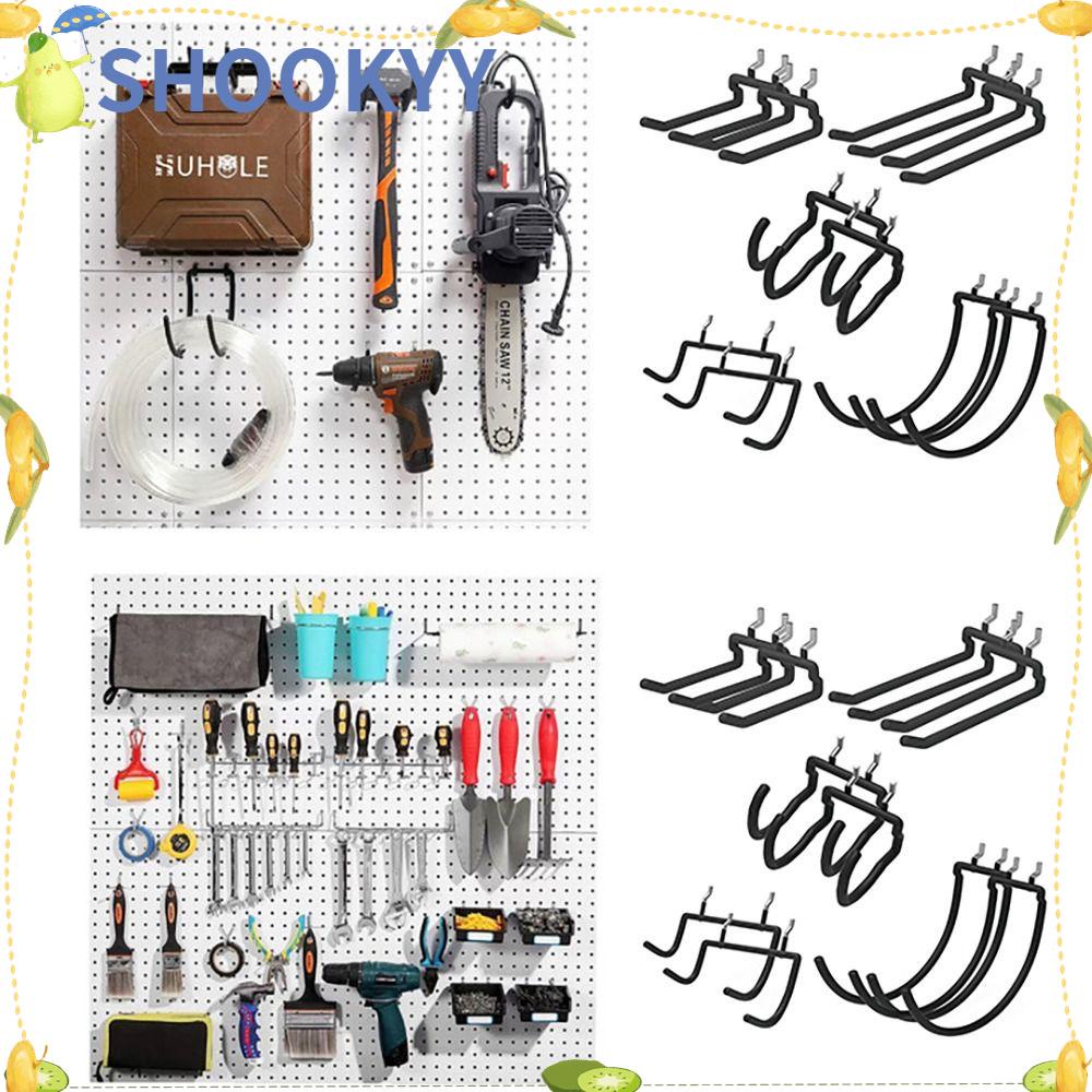 Chookyy Kait Penyimpanan Garasi Sepeda Baja Heavy Duty Hooks Pegboard Drill Holder Pegboard Power Tool Holder Lubang Rak Piring Rak Gantungan