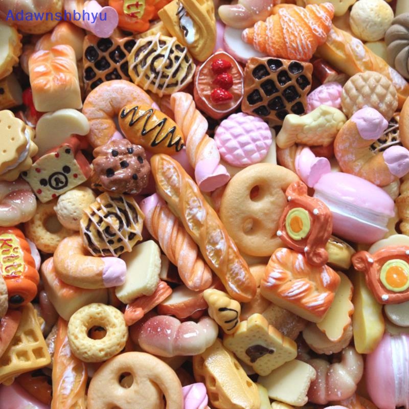 Adhyu 10pcs Lucu Mini Candy Donut Roti Rumah Boneka Miniatur Kue Home Craft Decor ID