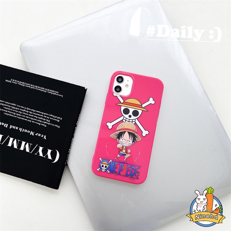 IPHONE Casing Kompatibel Untuk Iphone14 13 12 11 Pro Max X Xr Xs Max8 7 6 6s Plus SE 2020 Anime One Piece Luffy Phone Case Pelindung Lensa Dua Sisi Shockproof Silikon Halus Soft Case