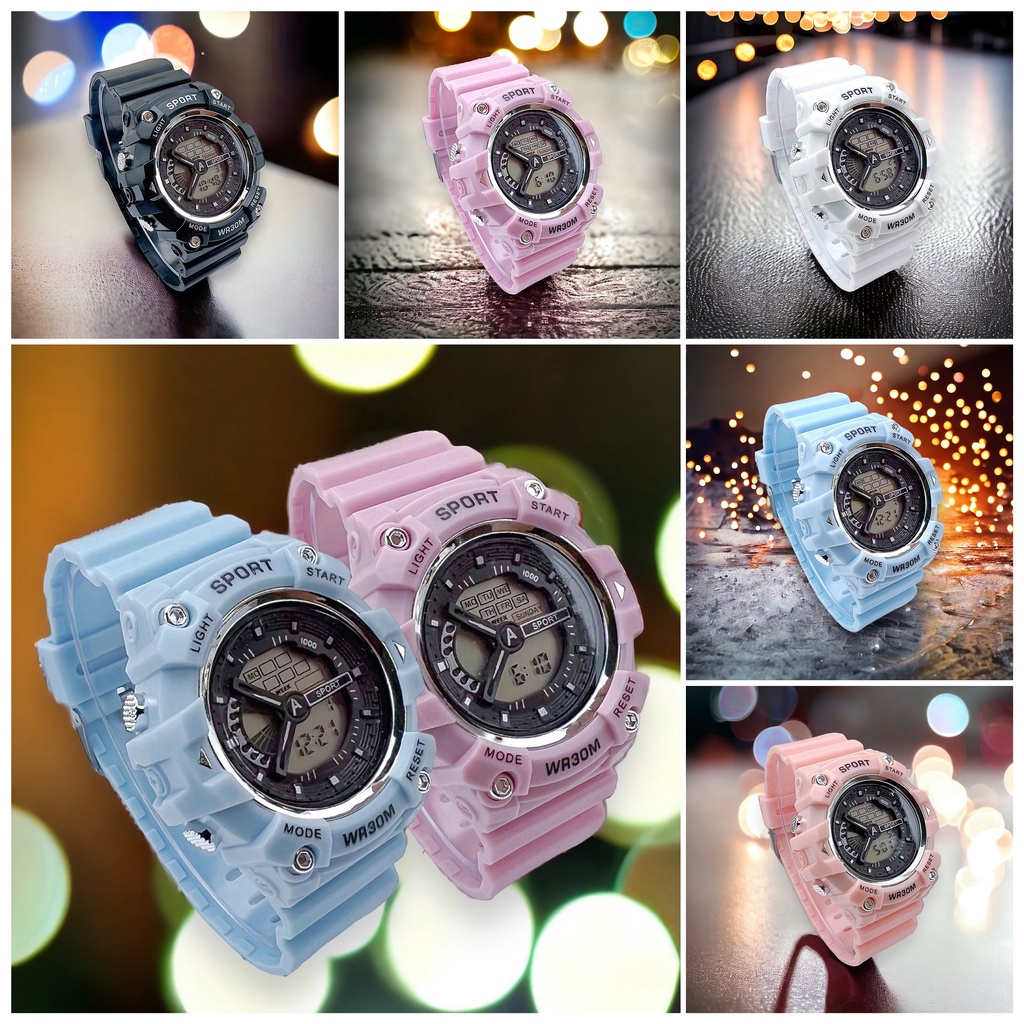 COD✅ Jam Tangan Wanita Sport Rubber Fashion Watch LED Bulat Gaya Korea Import Murah    S1286