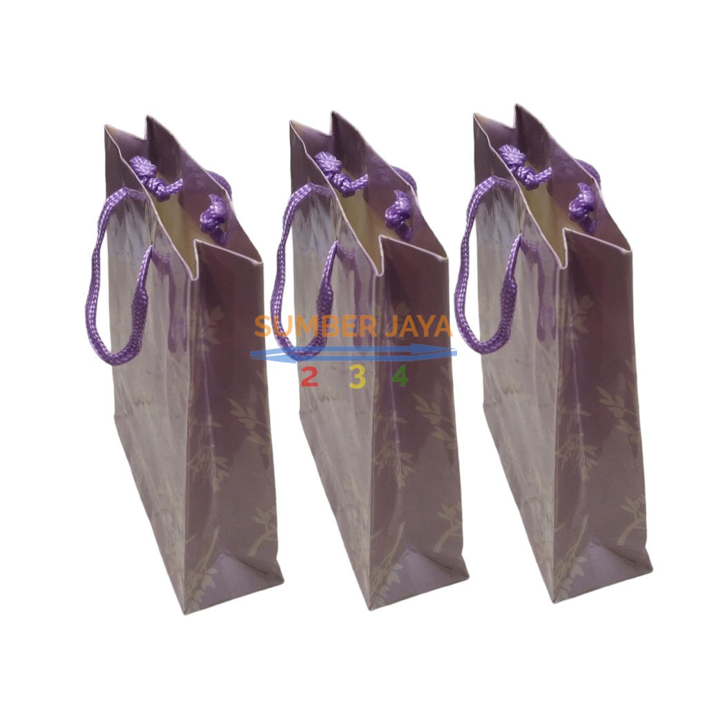 Paperbag Kecil Motif Ukuran 14 x 11 x 4 cm Tahan Air dan Minyak - UNGU