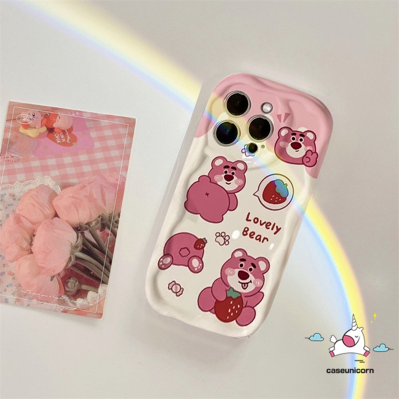 Casing Manyo Kartun Untuk Realme C53 5 5i 7i 6i 5s C55 C12 C21Y C25 C35 C20A C25Y C31 C11 C17 C20 C25s C15 C30 C21 C33 C3 Cute Doraemon Strawberry Bear 3D Wavy Curved Edge Soft Cover