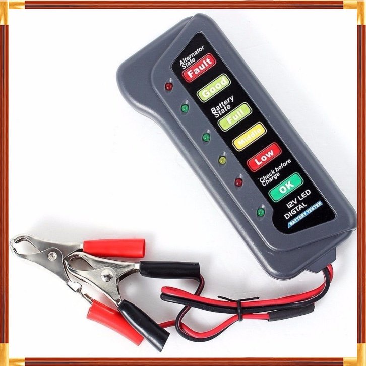 MURAH Tirol Tester Baterai Digital 12V 6 LED - BJ-803 - Black MURAH