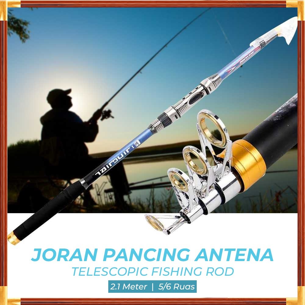 MURAH JINGJIEL Joran Pancing Antena Telescopic Fishing Rod 2.1 M / 5 Section - J816 - Blue MURAH