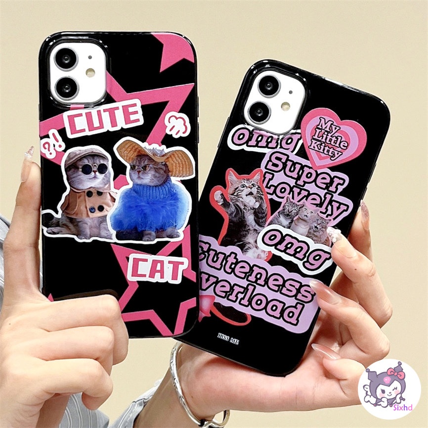 IPHONE Kompatibel Untuk Iphone14 13 12 11 Pro Max SE 2020 X Xr Xs Max8 7 6Plus Fun Cute Star Cat Couple Silikon Phone Case Lembut Anti Jatuh Pelindung TPU Cover XJJJJ