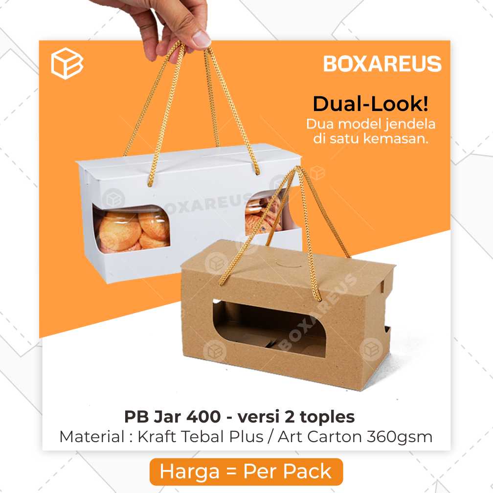 Box Toples Tabung Jar 300 - 400ml Packaging Kemasan Dus Hampers | PB Jar Duo