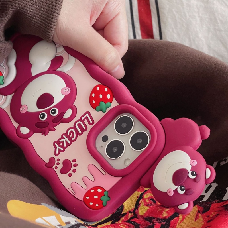 Bear Strawberry Jam Silikon Case Telepon Anti Jatuh Iphone11/13/14ProMax Untuk IPhone 12pro