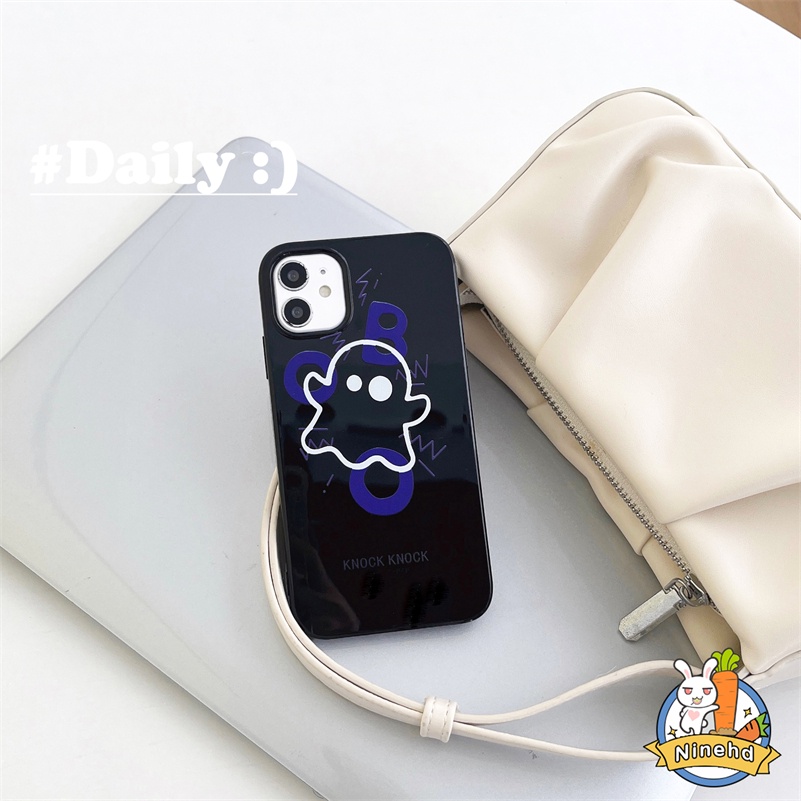 IPHONE Casing Kompatibel Untuk Iphone14 13 12 11 Pro Max X Xr Xs Max8 7 6 6s Plus SE 2020 Motif Emoticon Hantu Lucu Casing Ponsel Penuh Melindungi Shockproof Halus Glossy Silikon Soft Case