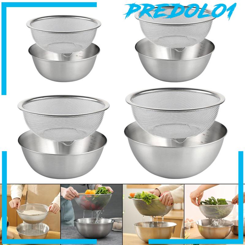 [Predolo1] 2buah Colander Bahan Stainless Steel 304buah Dengan Mixing Bowl Untuk Buah