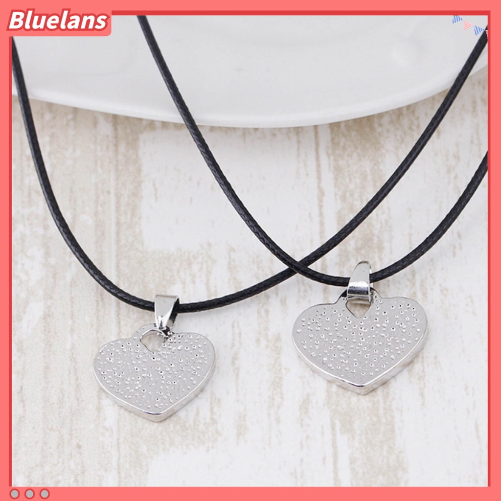 [BLS] 1pasang Unisex Kreatif I Love You Forever Letter Hitam Putih Berbentuk Hati Liontin Pasangan Kalung Hadiah Valentine