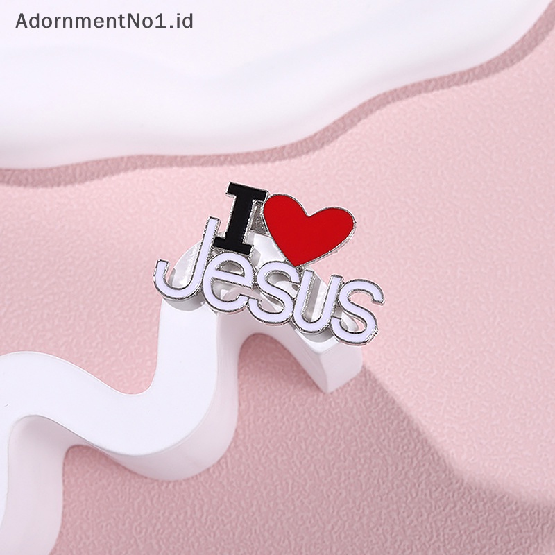 [AdornmentNo1] Trendy Bros Pin I LOVE JESUS Saint Christ Metal Badge Lapel Pin Vintage Boutonniere Kerah Wanita Tas Sweater Bros Perhiasan [ID]