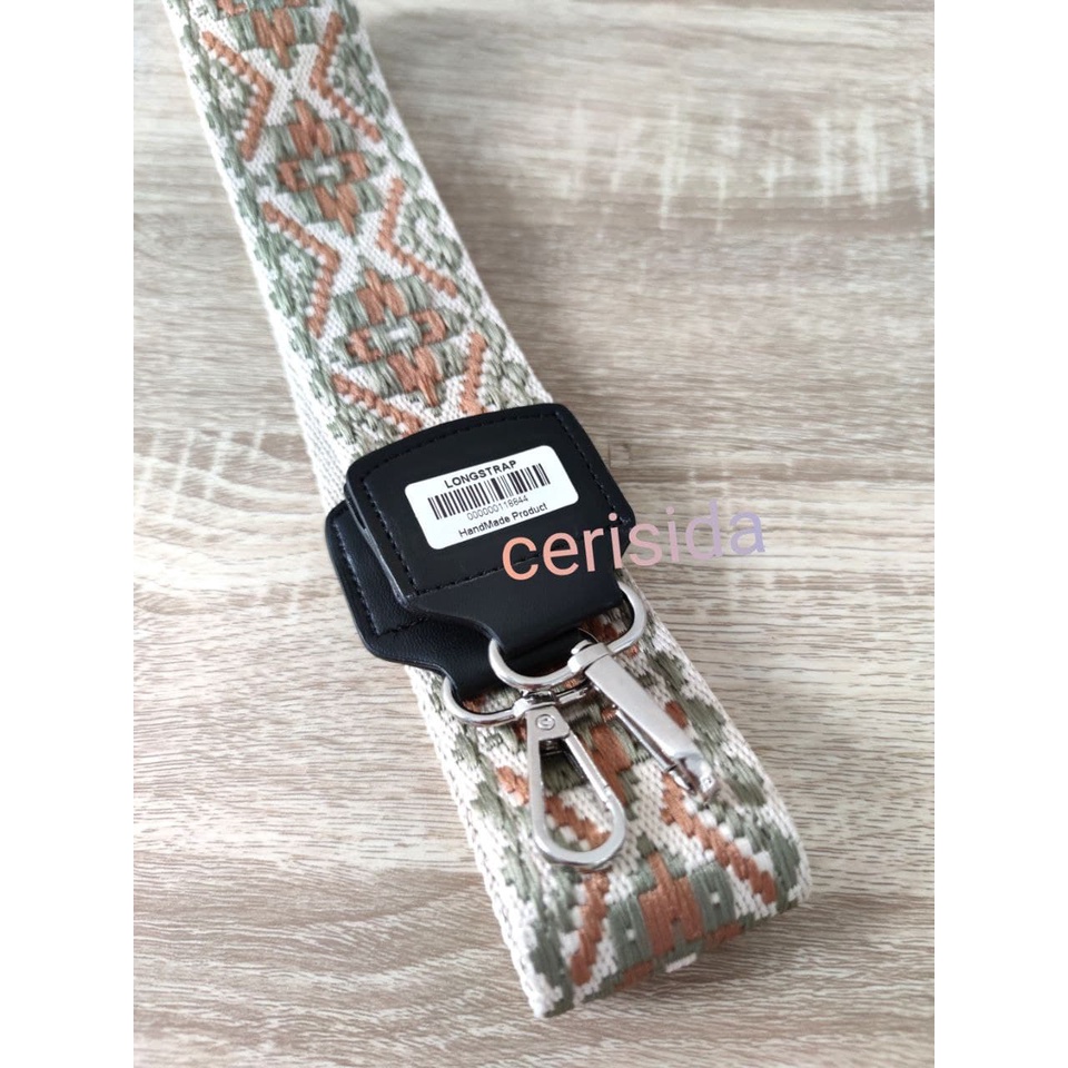 LONGSTRAP/ TALI TAS SLEMPANG /POLIKATUN JAGUARD 5 CM /TERLARIS JAWA TIMUR/MS 5 CM KULIT HITAM