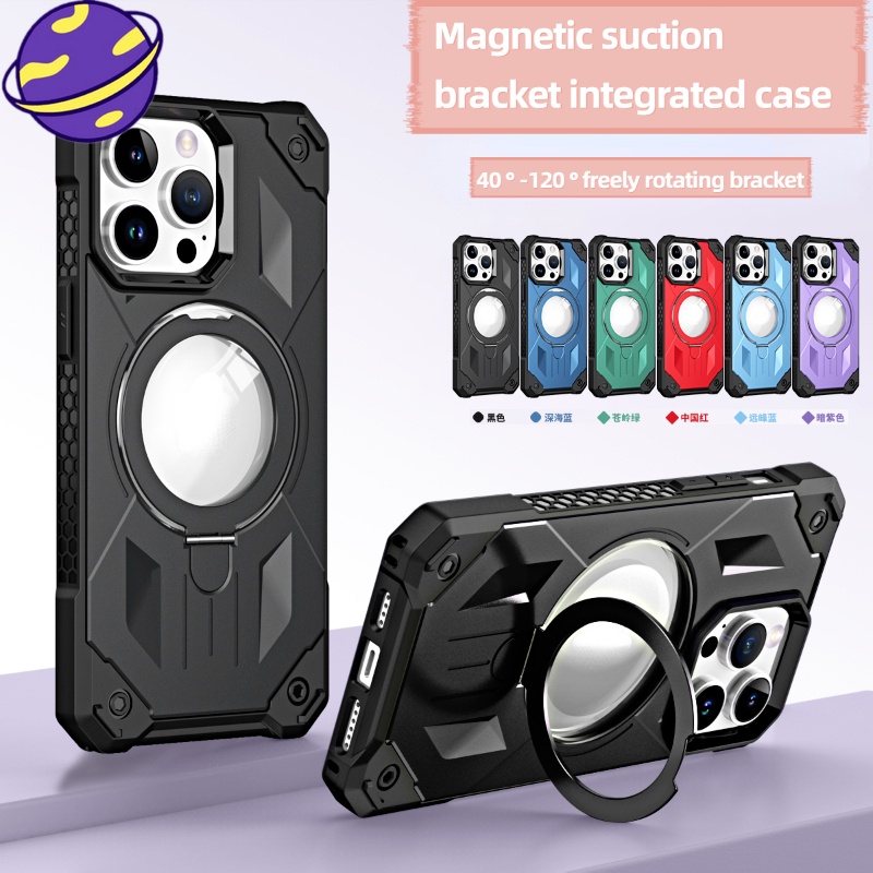 IPHONE Deluxe Cocok Untuk Iphone14 13 12 11 Pro Max 14Plus Rotary Stand Casing PC+TPU Phone Case Anti Jatuh Hard Case