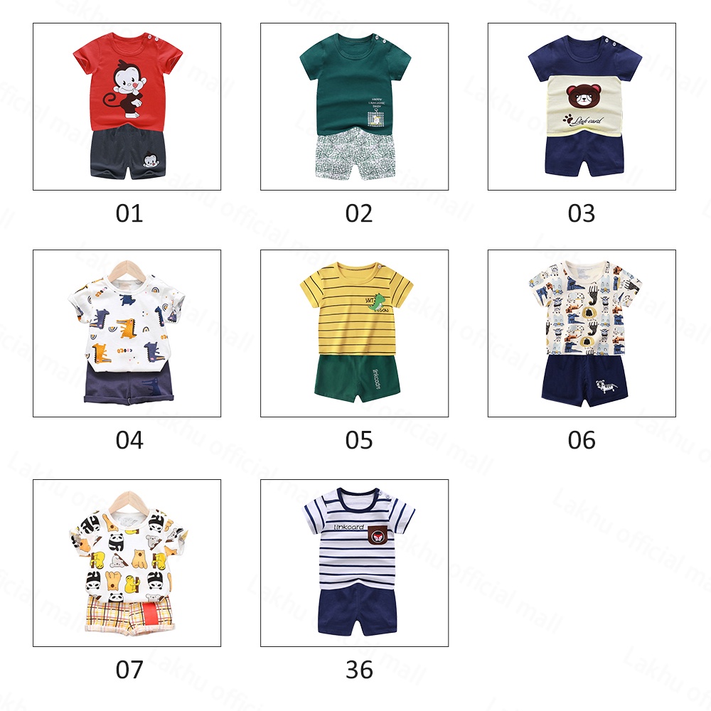 Lakhu Setelan Kaos Anak Premium/ Setelan Pendek Baju Bayi Anak Kids Suit Pendek Import