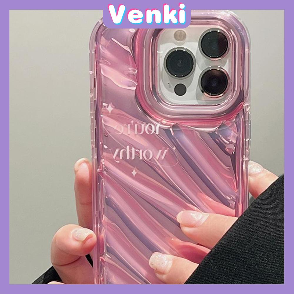 VENKI - For iPhone 11 iPhone Case Laser Reflective Transparent Phone Case TPU Soft Shockproof Airbag Case Protective Camera Pink English Compatible with iPhone 14 13 Pro max 12