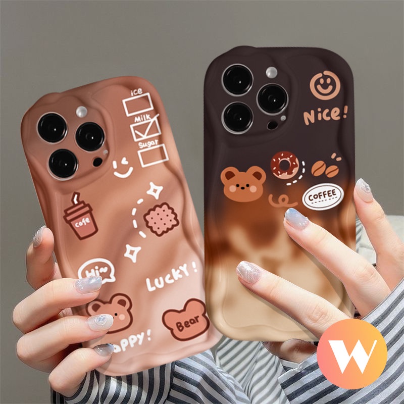 Casing Tpu Lembut 3D Wavy Curved Edge Smiley Gradient Cute Bear Untuk Vivo Y15 Y33s Y91C Y11 Y15s Y30 Y15A Y35 Y12 Y20 Y16 Y17 Y22s Y22 Y31 Y91 Y95 Y12s Y20i Y51A Y21s Y21 Y12i Y02 Y51