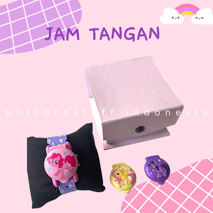 Jam Tangan Anak Motif Unicorn Pony Cewek 3in1 Model Dapat Diganti