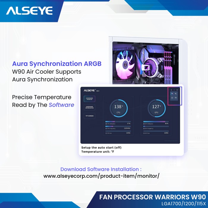 Fan Processor Alseye W-90 Digital Temperature White SYNC INTEL